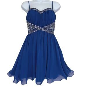 B. Smart Royal blue w/rhinestone short party /cocktail dress junior size 3